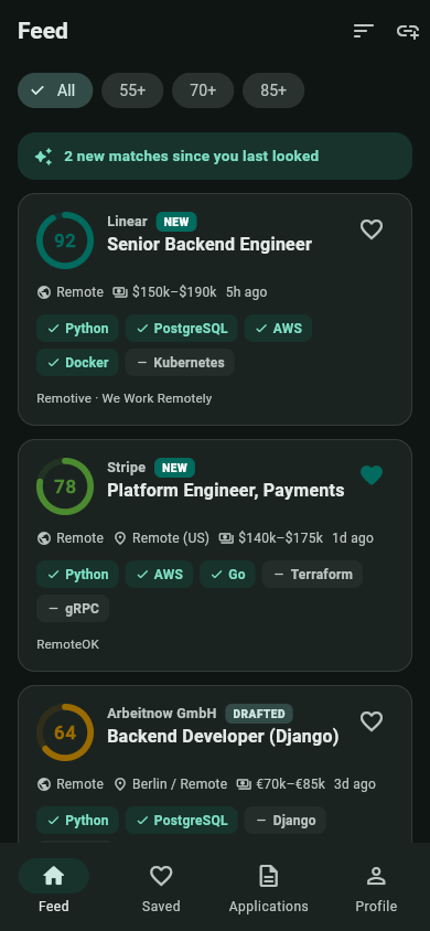 Ranked job feed